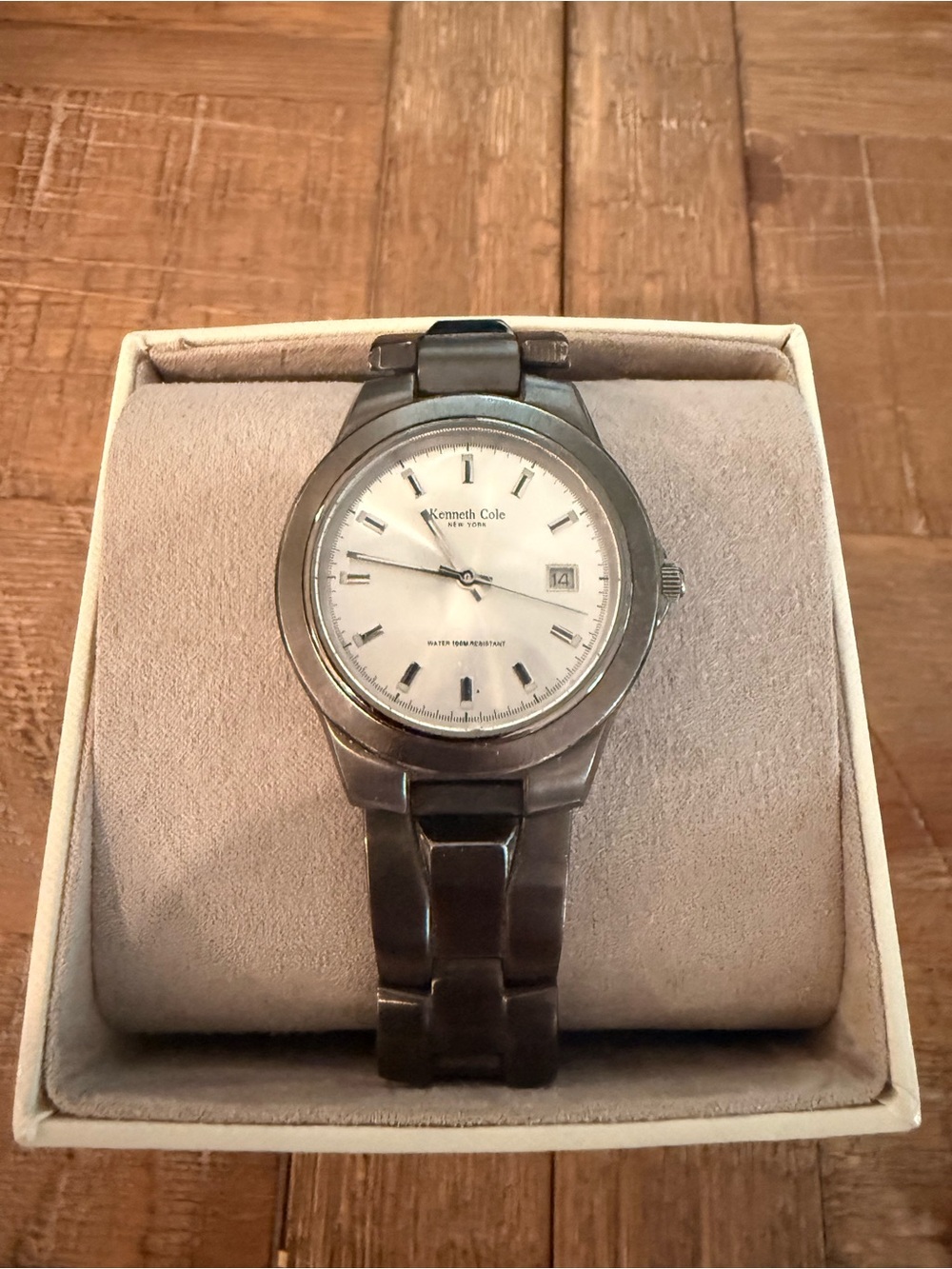 Kenneth Cole New York Men’s Silver Dial Watch 100M Stainless Steel Date
